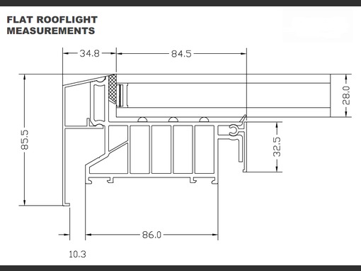 1000 x 1000mm Flat Rooflight with kerb