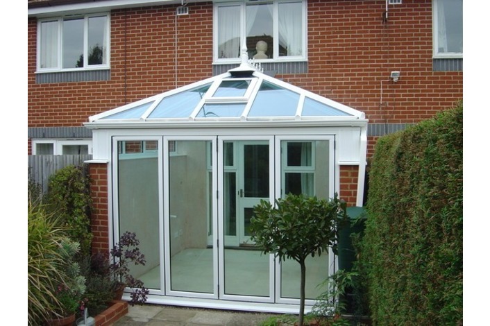 Timberlook upvc bifold door fitted in an Edwardian conservatory
